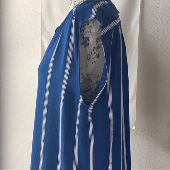 BB Dakota flowy tunic blue white striped sleeveless shirt dress button down - Picture 6 of 8